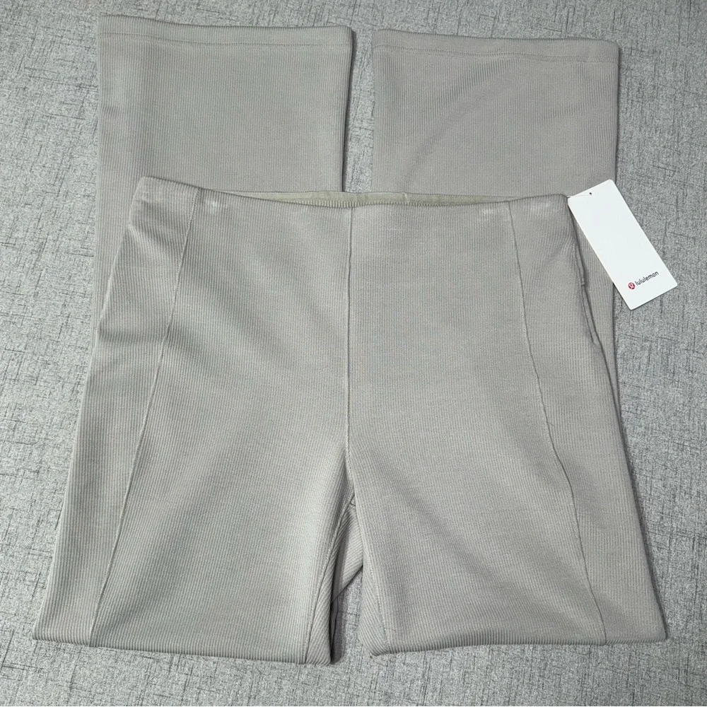Lululemon Brushed Softstreme Ribbed Zip Flared Athletic Pants Riverstone 14 NWT